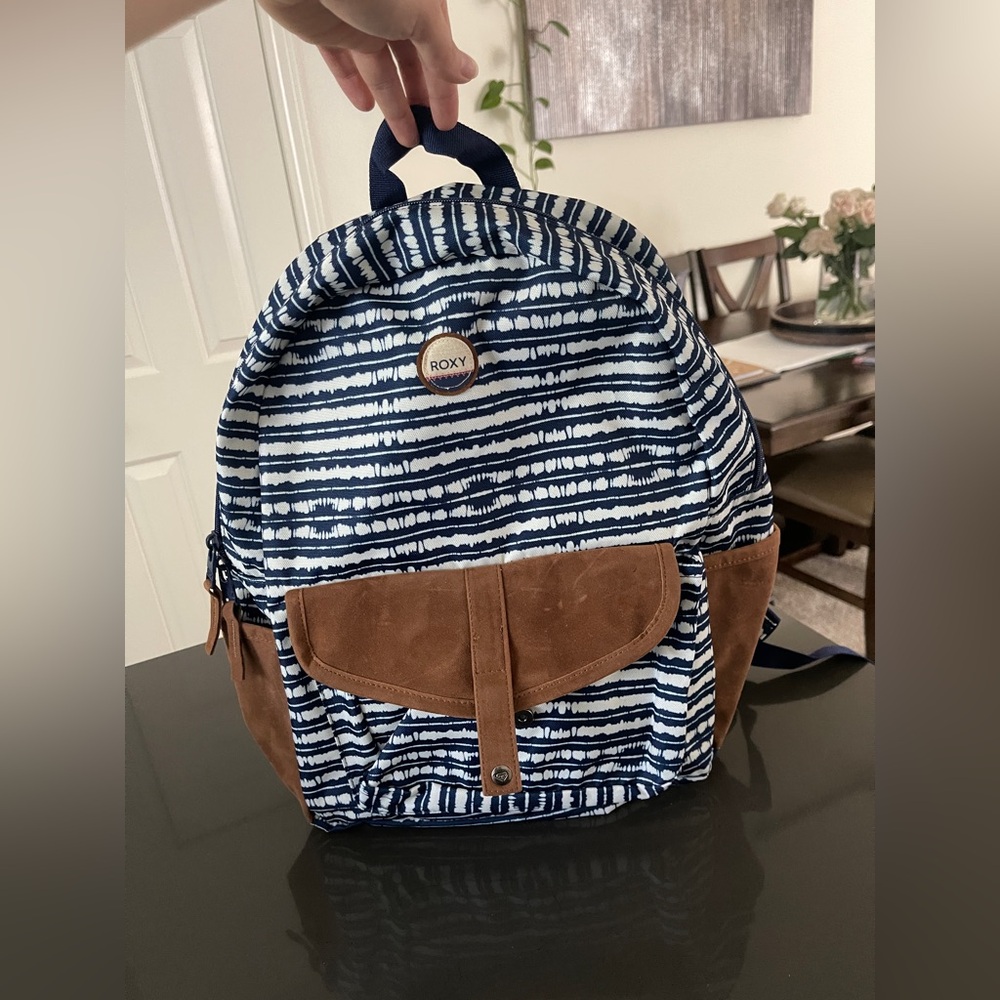 Roxy Striped Blue and Brown Backpack